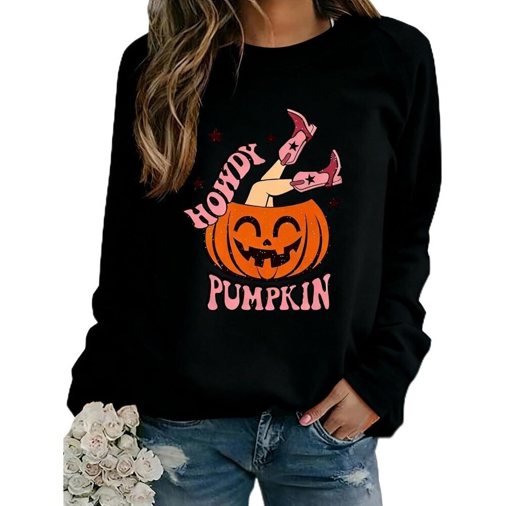 Womens Pumpkin Sweater Fall Long Sleeve Halloween Shirt Cozy Cute